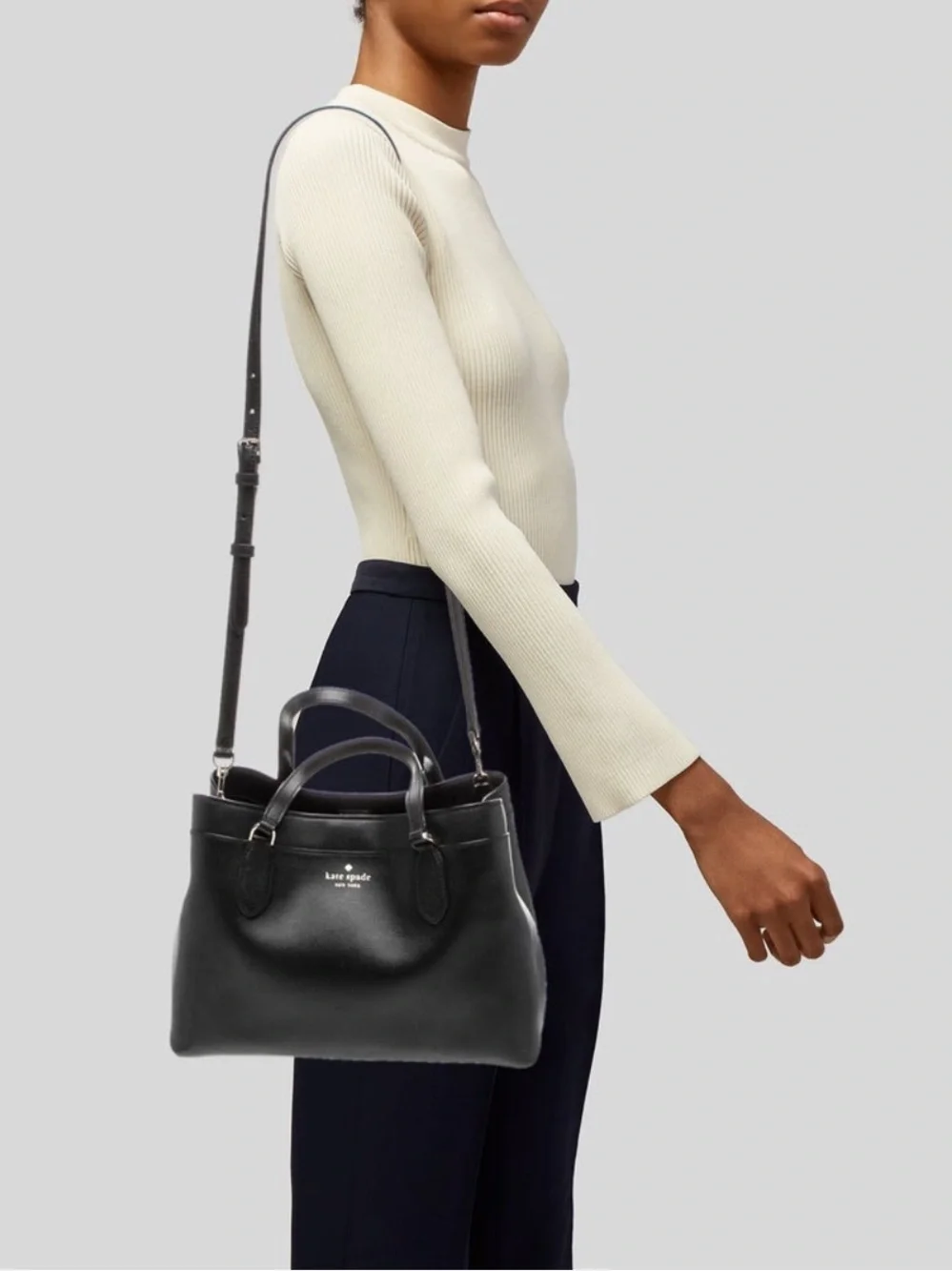 kate spade Black Leather Shoulder bag with Adjustable Strap